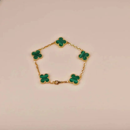 [Angela Jewellery]CLOVER 5 MOTIFS MALACHITE BRACELET