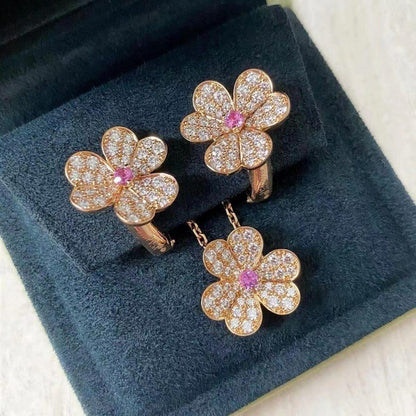 [Angela Jewellery]FRIVOLE PINK GOLD FLOWER DIAMOND EARRINGS
