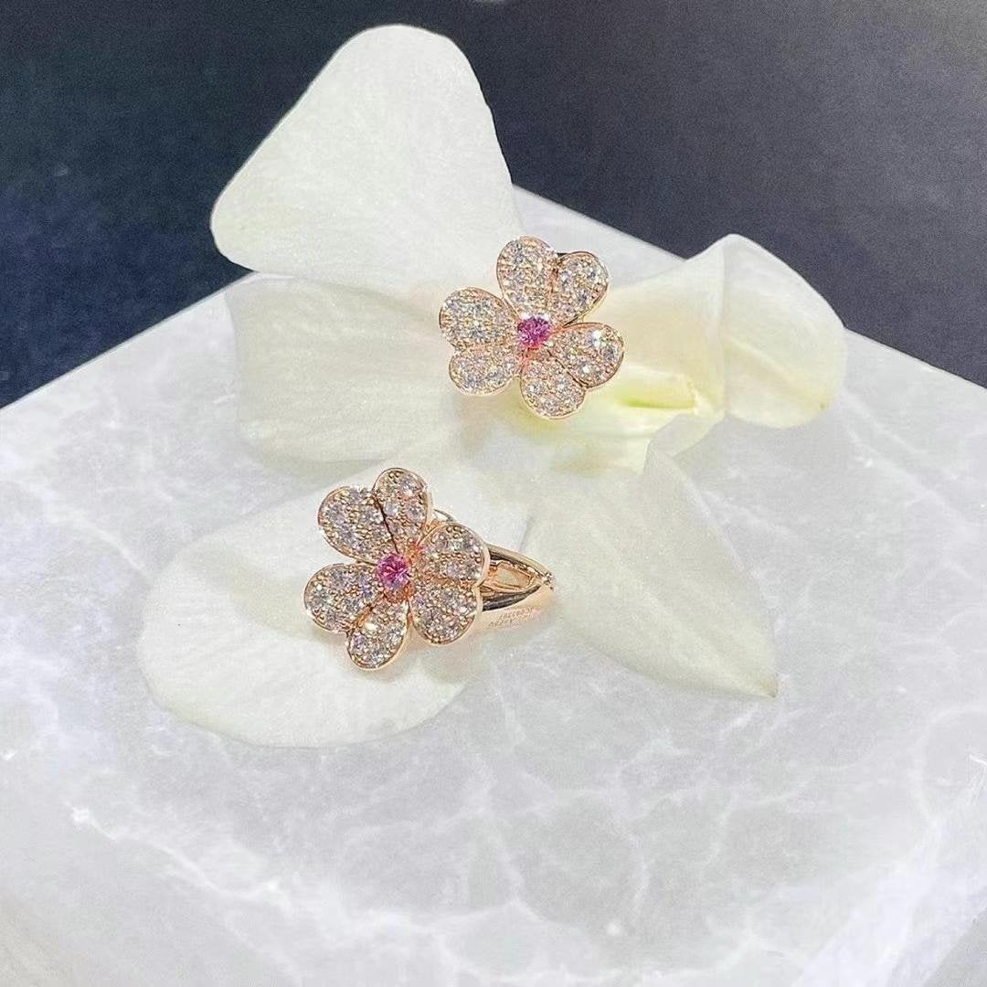 [Angela Jewellery]FRIVOLE PINK GOLD FLOWER DIAMOND EARRINGS