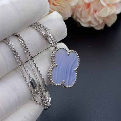 [Angela Jewellery]CLOVER SILVER CHALCEDONY BIG CLOVER NECKLACE