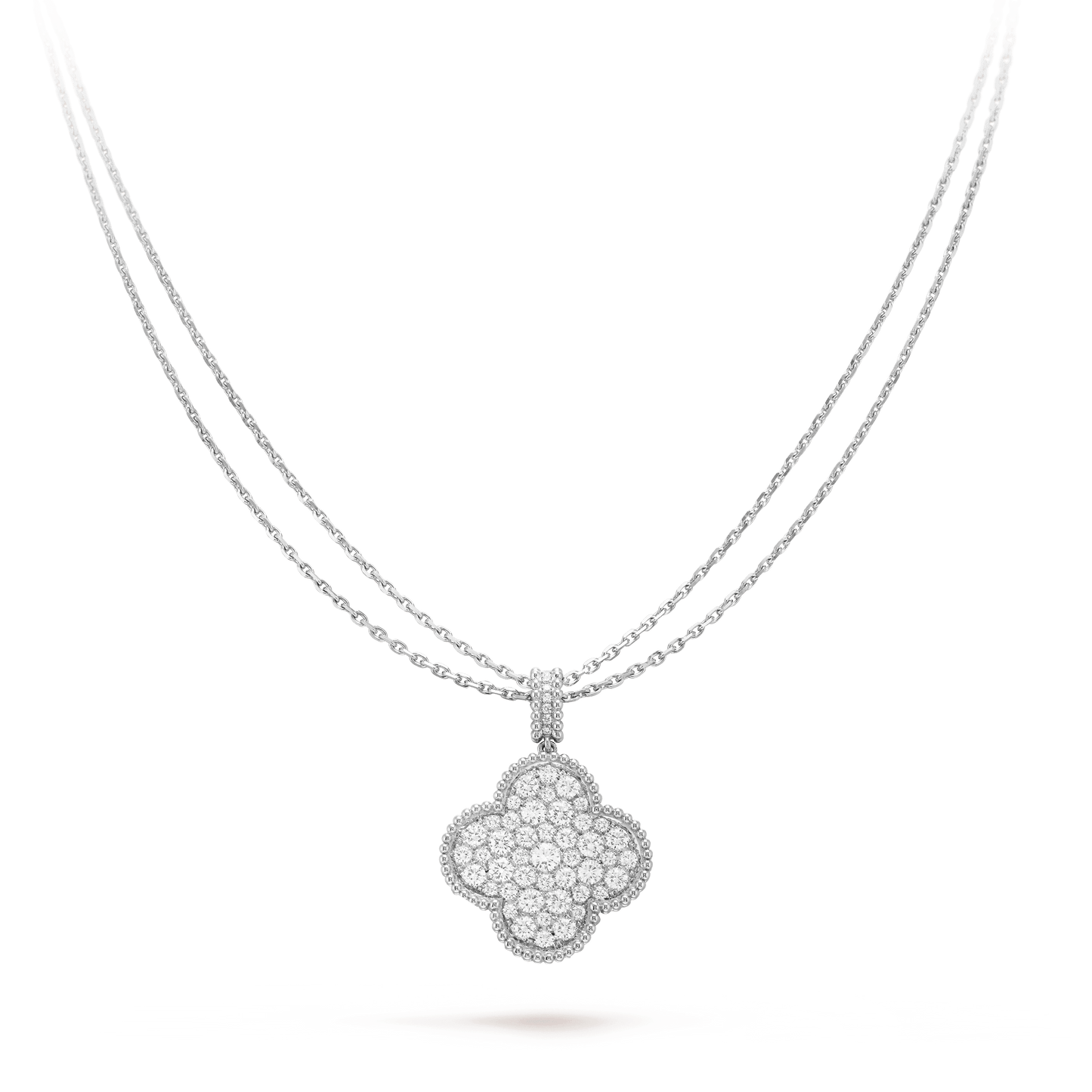 [Angela Jewellery]CLOVER 25MM SILVER FULL DIAMOND BIG CLOVER NECKLACE