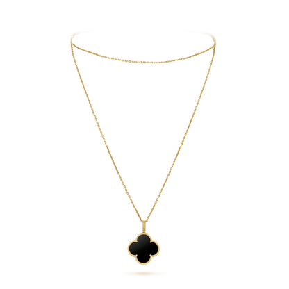 [Angela Jewellery]CLOVER 25MM GOLD ONYX BIG CLOVER NECKLACE
