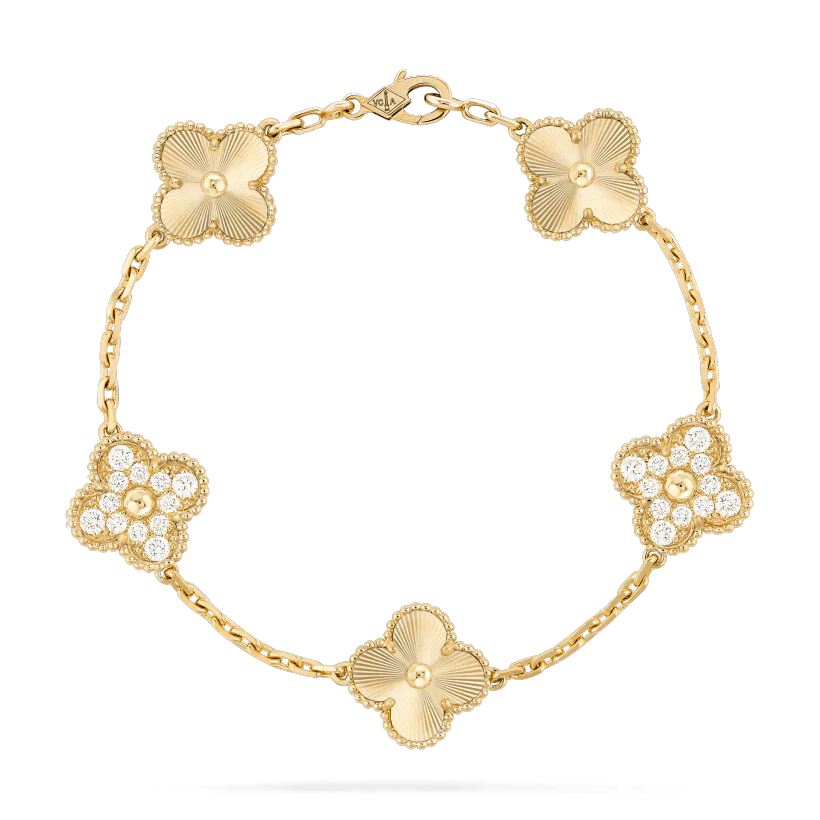[Angela Jewellery]CLOVER BRACELET 5 MOTIFS GOLD DIAMOND