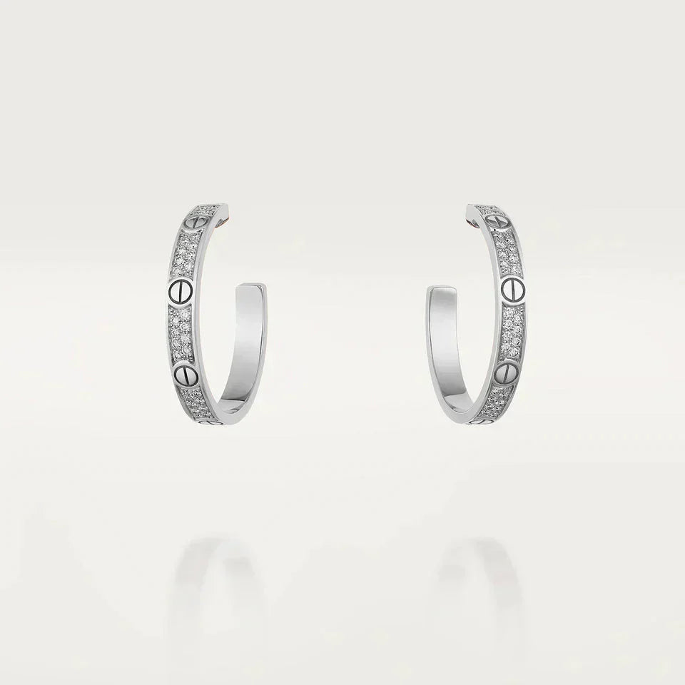 [Angela Jewellery]LOVE DIAMOND SILVER HOOP EARRINGS