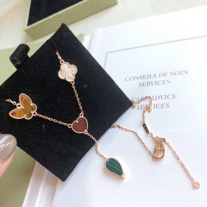 [Angela Jewellery]LUCKY SPRING 4 MOTIFS ROSE GOLD NECKLACE
