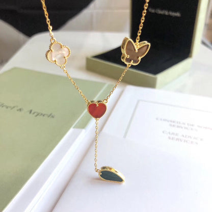 [Angela Jewellery]LUCKY SPRING 4 MOTIFS ROSE GOLD NECKLACE