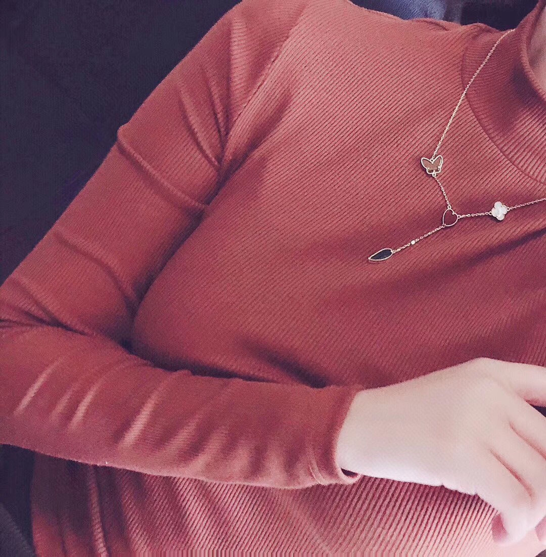 [Angela Jewellery]LUCKY SPRING 4 MOTIFS ROSE GOLD NECKLACE