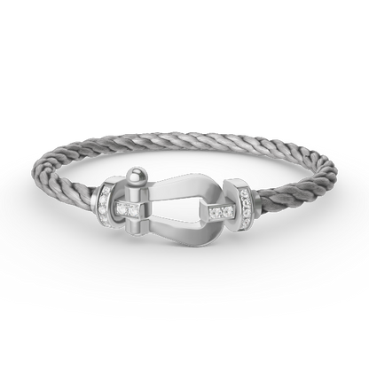 [Angela Jewellery]FORCE LARGE HORSESHOE HALF DIAMOND BRACELET SILVER