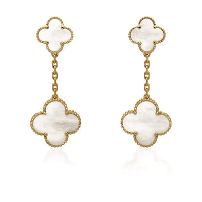 [Angela Jewellery]CLOVER 2 MOTIF WHITE MOP EARRINGS